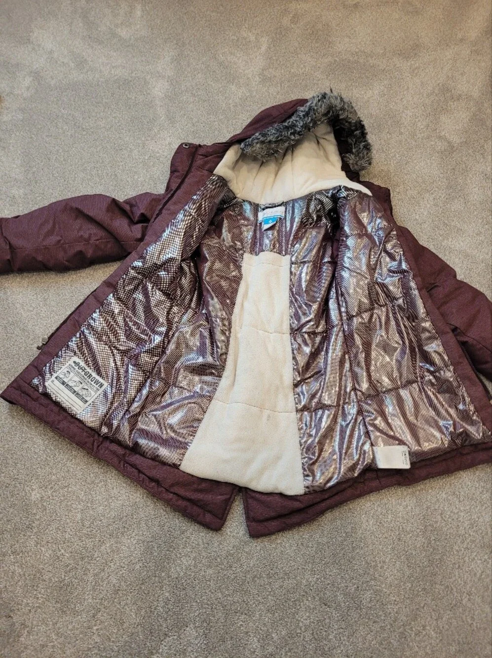 Columbia Girls’ Nordic Strider Waterproof Jacket Fur Hood Size 7/8